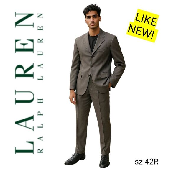 Lauren Ralph Lauren Charcoal 3 Button Jacket & Cuffed Trousers Business Suit - Picture 1 of 10